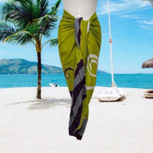 Womens Sarong Cotton Wrap, Handpainted Batik Wrapskirt Beach Pareo Beachwear-NEW - Picture 5 of 6